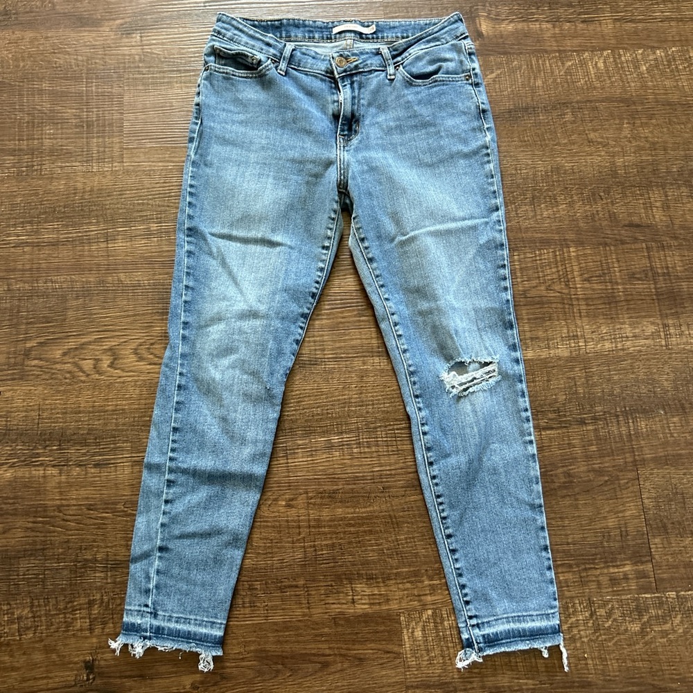 Levi's Light Blue Ripped Skinny Jeans